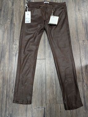 Dondup Men's Dark Brown Slim Faux-Leather Pants